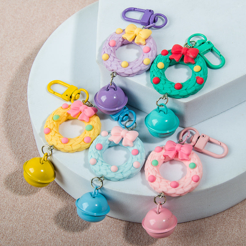 Wholesale Christmas Bell Girl Heart Keychains